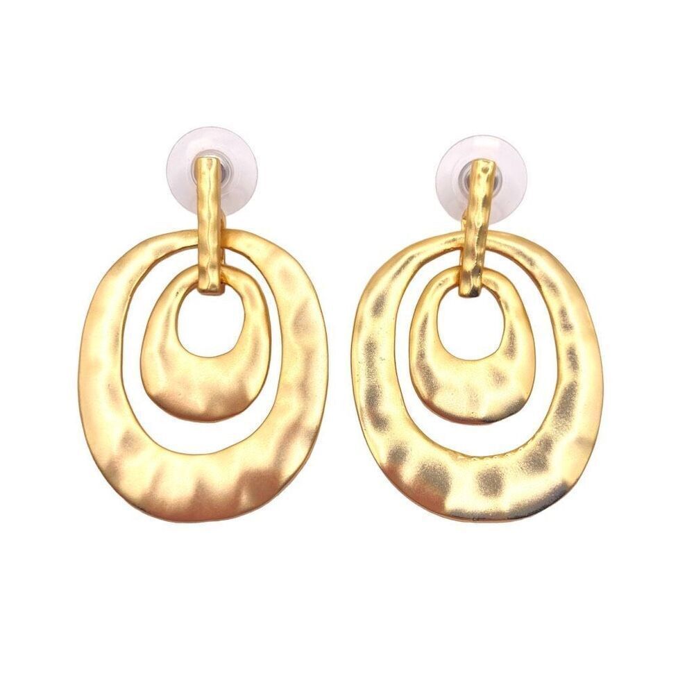 Glamorotti Statement Matte Gold Geometric Dangle Earrings